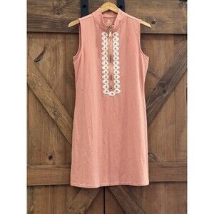 Spartina 449 Classic Tunic Dress Half Zip Front Coral Pink Women's Size L